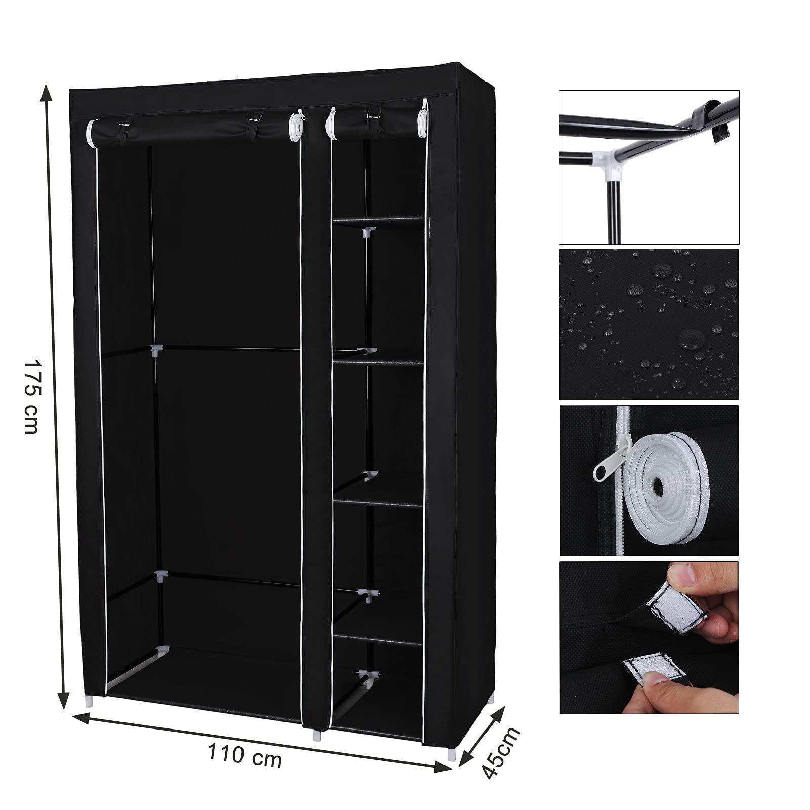 SONGMICS Portable Fabric Wardrobe | Double Clothes Storage Organiser