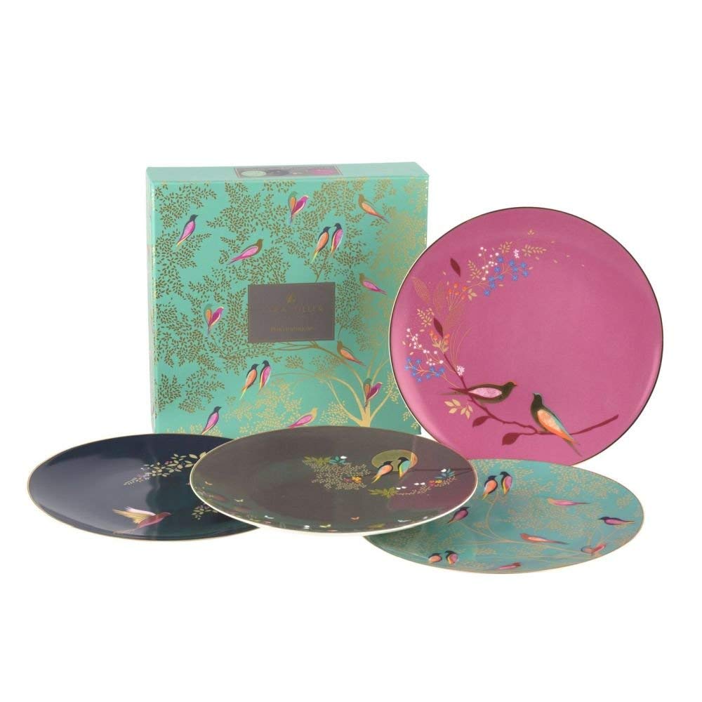 Sara Miller Chelsea Cake Plates | Fine China with Gold Detail, 20cm