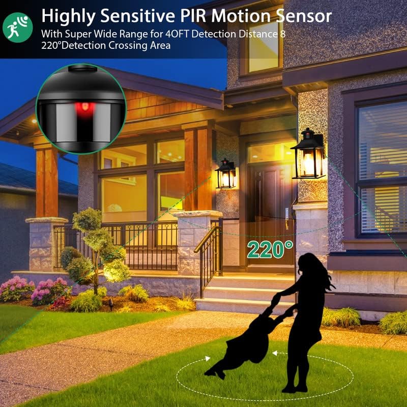 Lamomo Motion Sensor Outdoor Wall Light | Dusk to Dawn Security Lantern