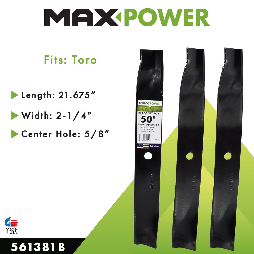 Maxpower High Lift Blade Set for 50-inch Toro TimeCutter Z Mowers