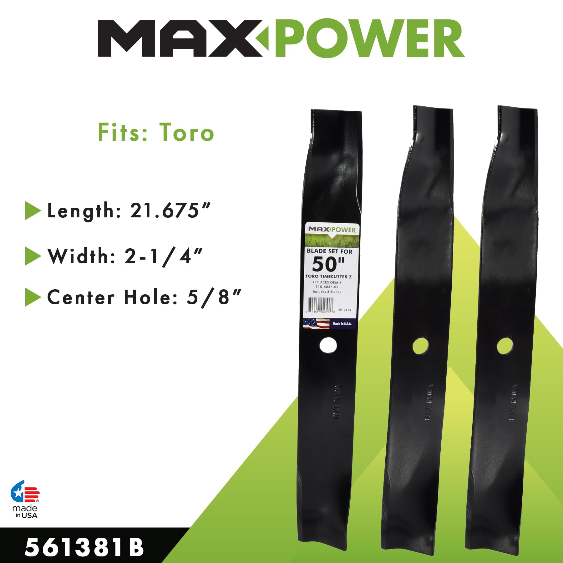Maxpower High Lift Blade Set for 50-inch Toro TimeCutter Z Mowers