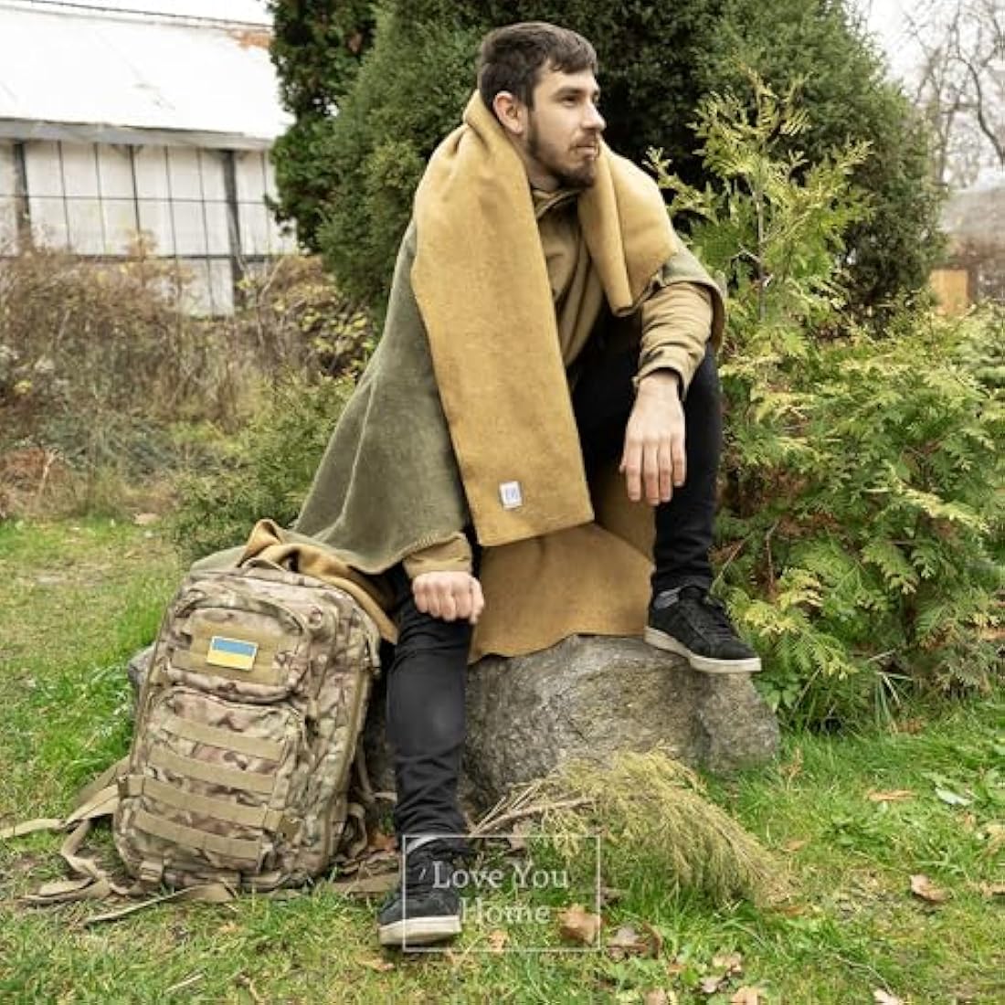 LYHome Merino Wool Travel Blanket – Warm Outdoor Camping Throw, 59x84 in