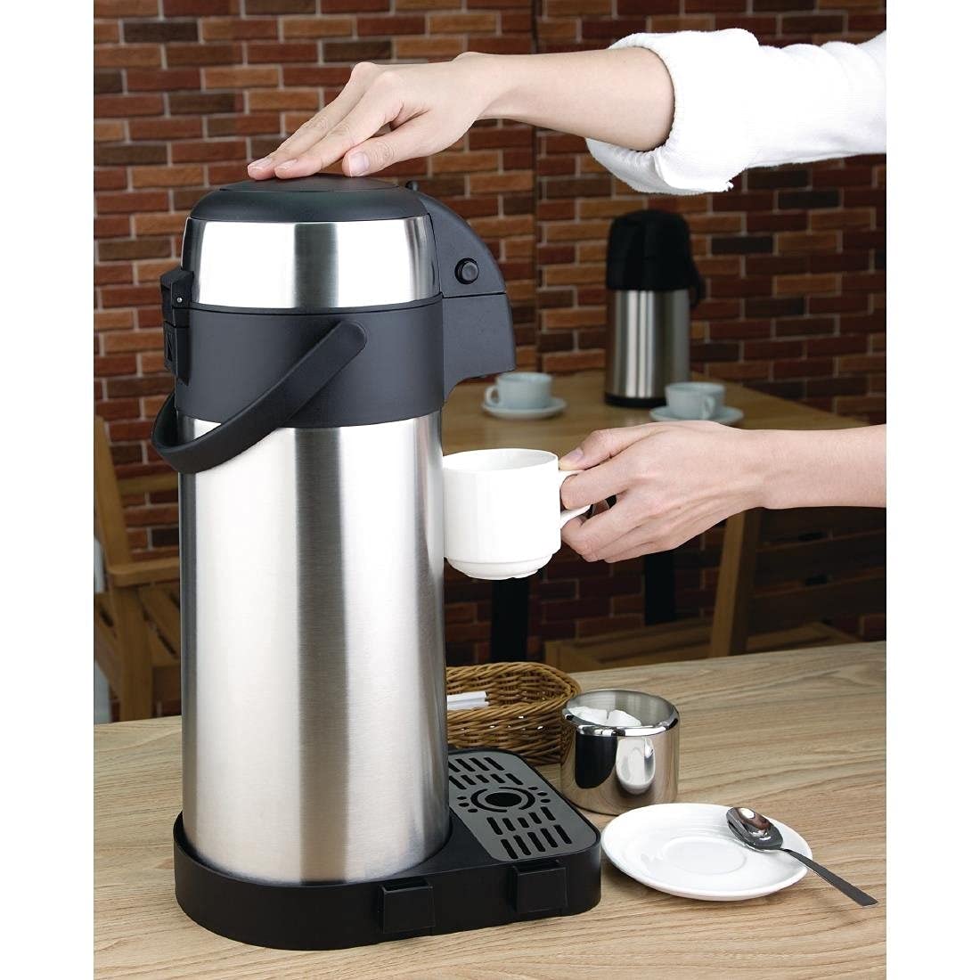 Olympia 5L Pump Action Airpot | Stainless Steel Vacuum Coffee Server
