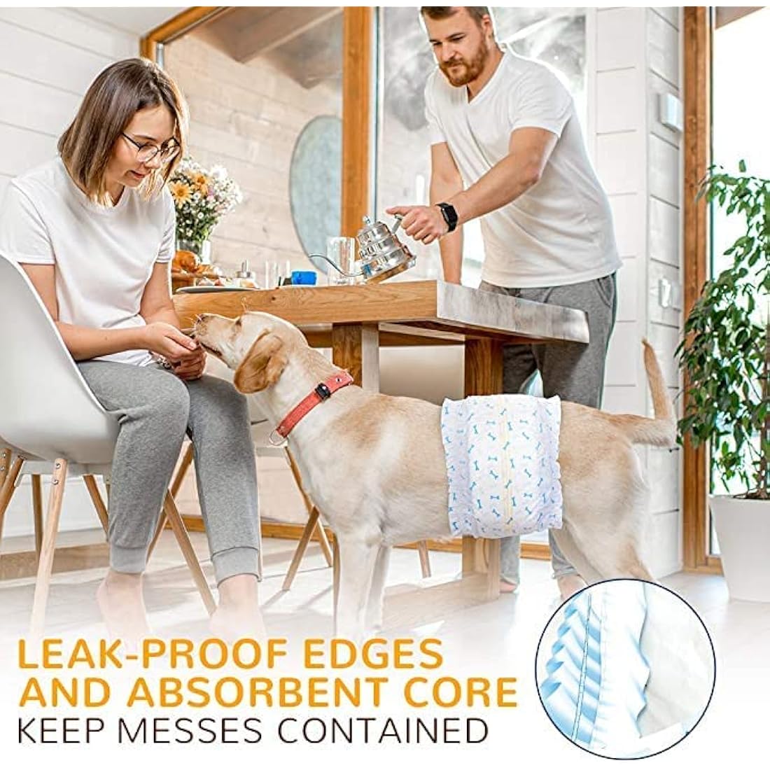 Dono Male Dog Wraps – Disposable Absorbent Belly Bands with Wetness Indicator