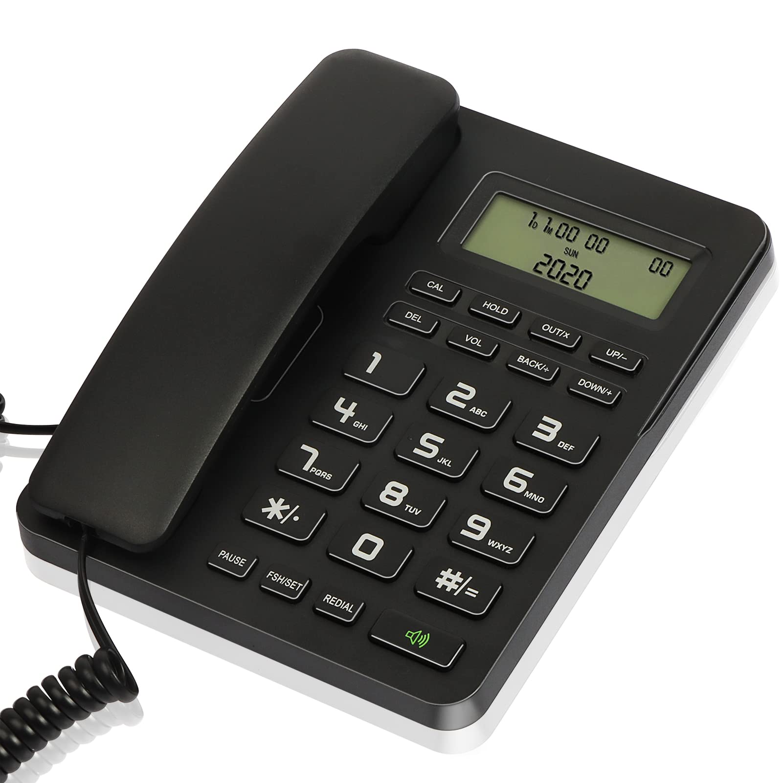 Uvital Corded Landline Phone with Display and Speakerphone – Black