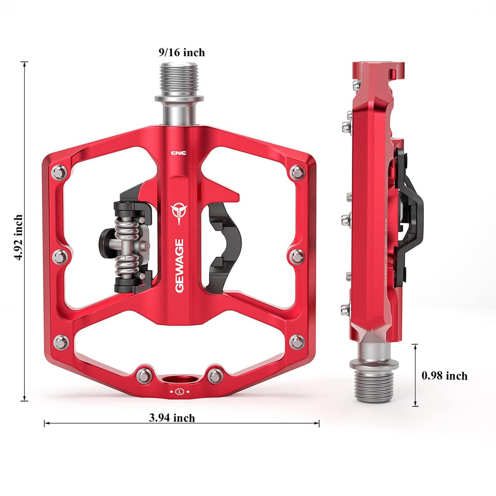 GEWAGE Dual Function MTB Pedals | SPD Compatible CNC Aluminum 9/16"