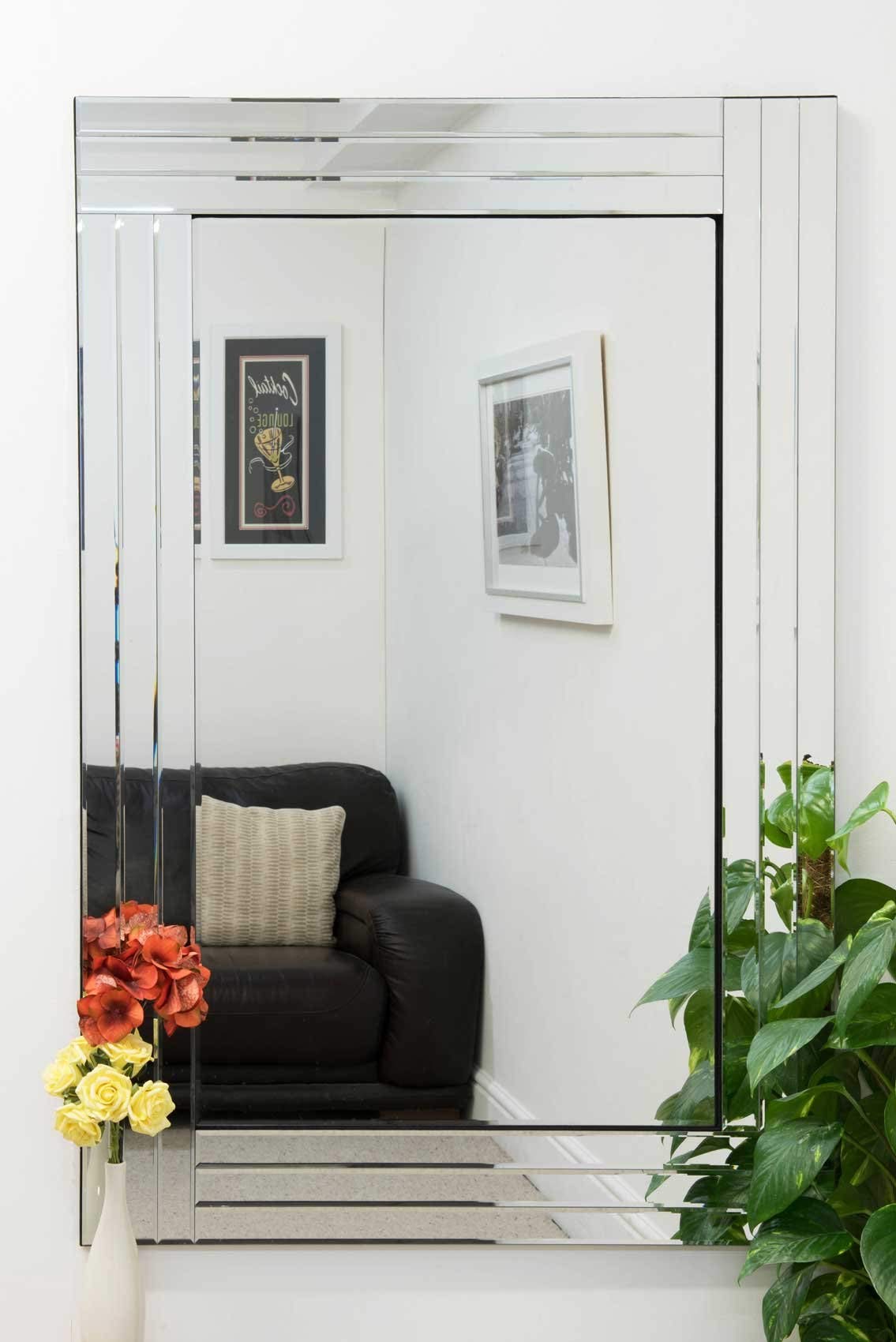 Jolof Store Modern Venetian Wall Mirror | Silver Bevelled Edge, 120x80cm