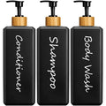 GMISUN Refillable Shampoo and Conditioner Bottles with Bamboo Pump | 3 Pack