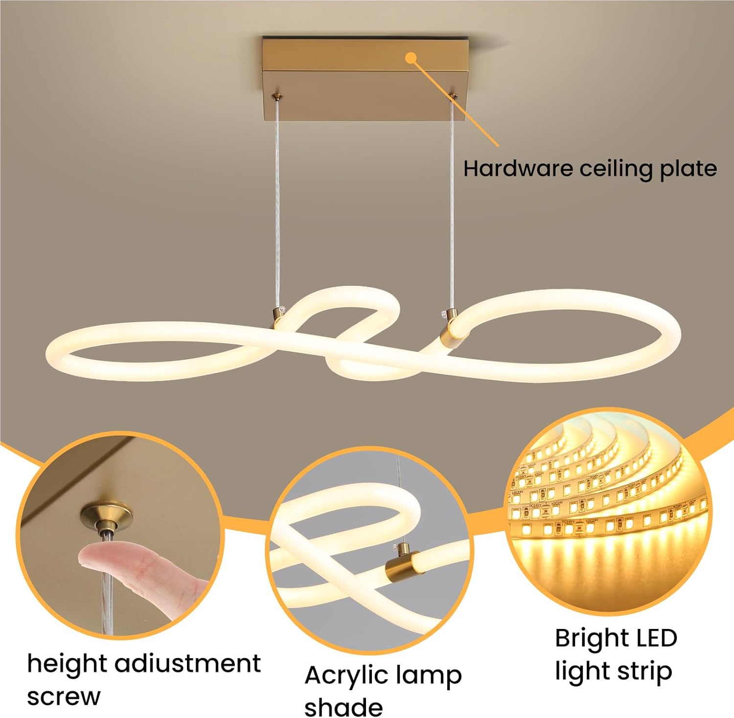 Mikeru Modern LED Pendant Light | Dimmable White Kitchen Island Lamp