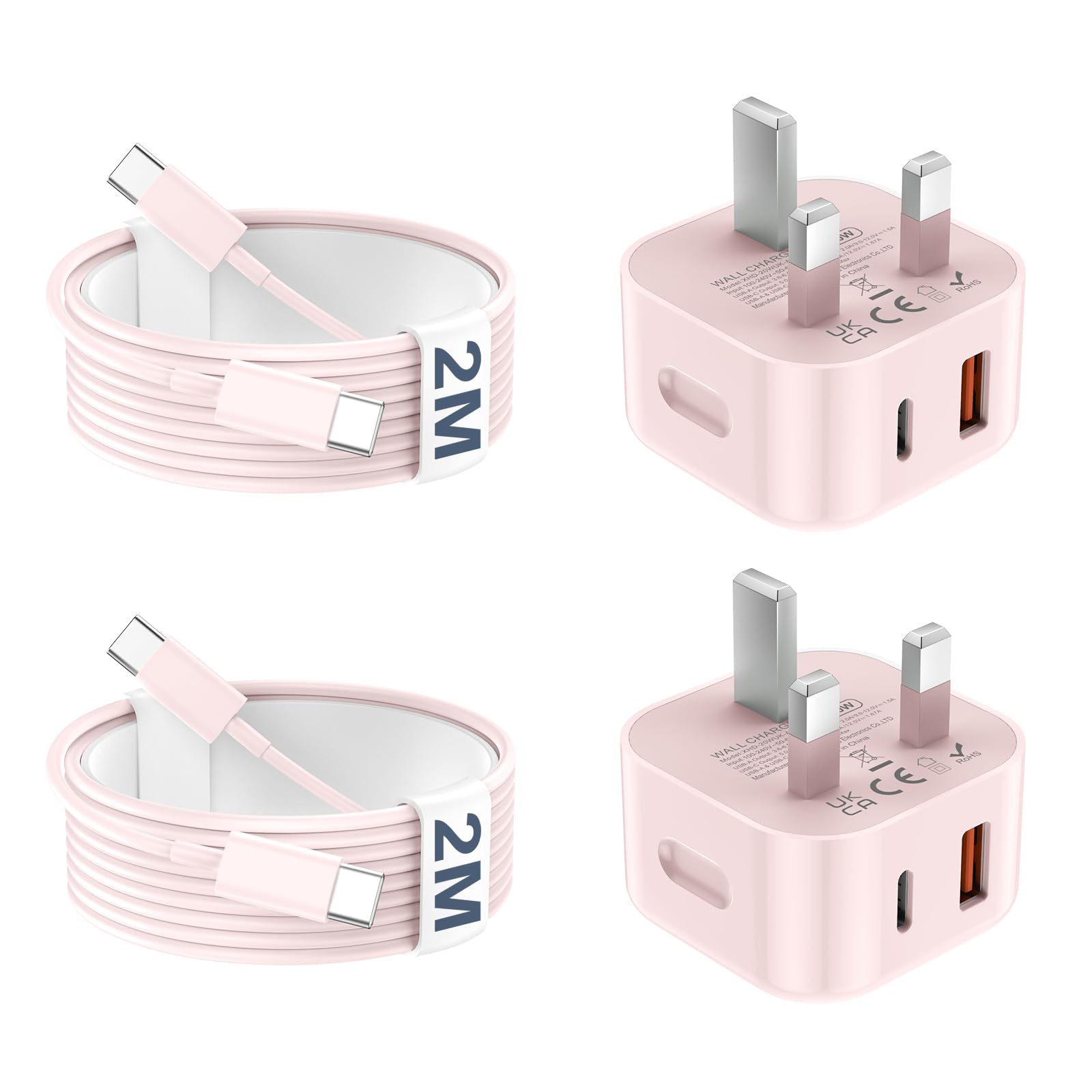 20W USB C Fast Charger for iPhone 17 16 15 | 2 Pack UK Plug