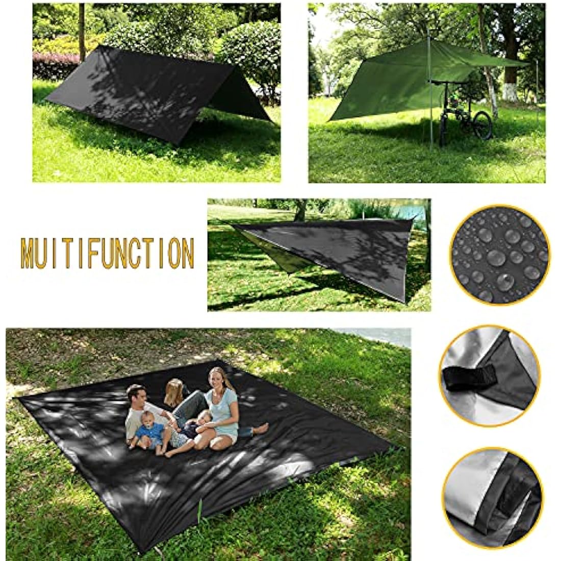 Camping Hammock with Mosquito Net and Waterproof Rainfly