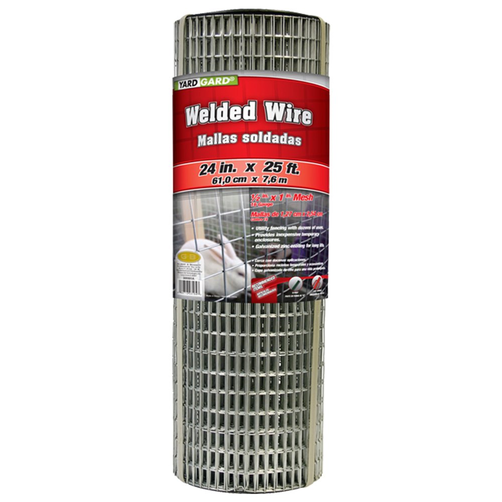Yardgard 16 Gauge Galvanized Welded Wire Fence - 1/2 x 1 Mesh, 24" x 25'