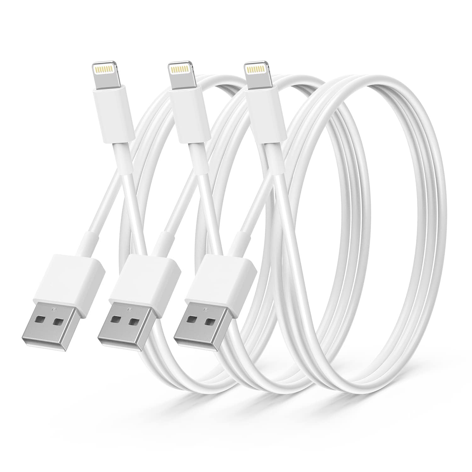 CyvenSmart iPhone Charger Cable | 3-Pack 2M MFi Certified Lightning Lead