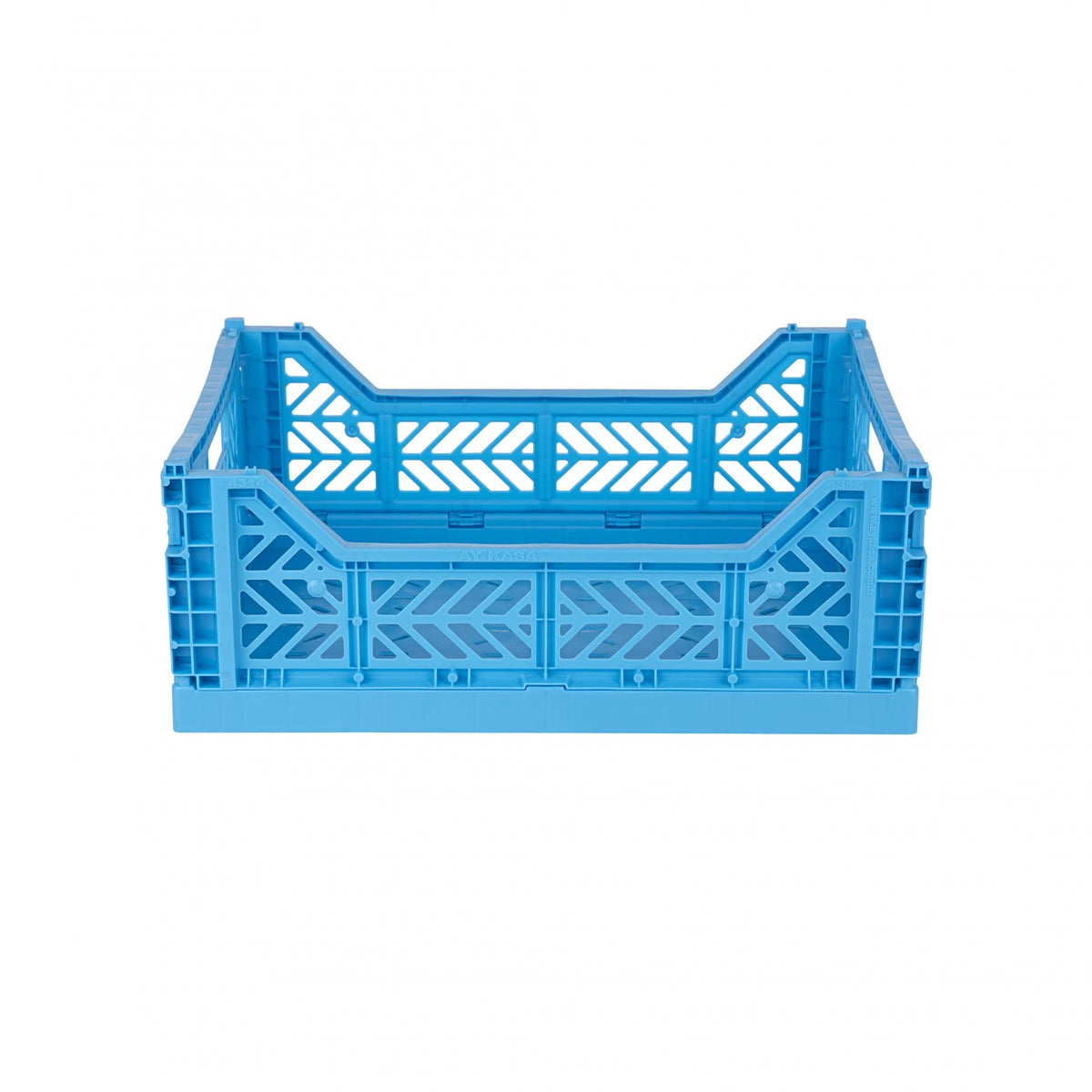 AYKASA Folding Crate, Sturdy Folding Box, Plastic, Stackable, Turquoise, Midi 40 x 30 x 14 cm