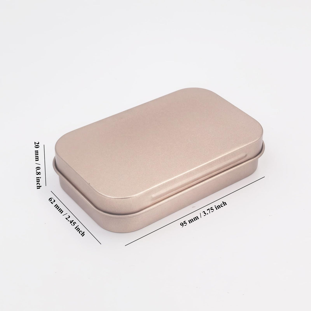 Rectangular Metal Hinged Tins, Rose Gold, 20 Pieces, 95x62x20mm - image 2