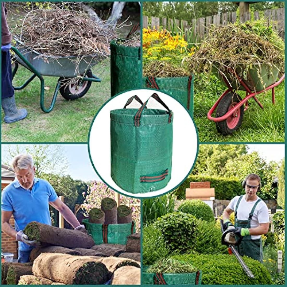 Singwow Heavy Duty Garden Waste Bags | 400L Reusable Leaf Sacks (2 Pack)