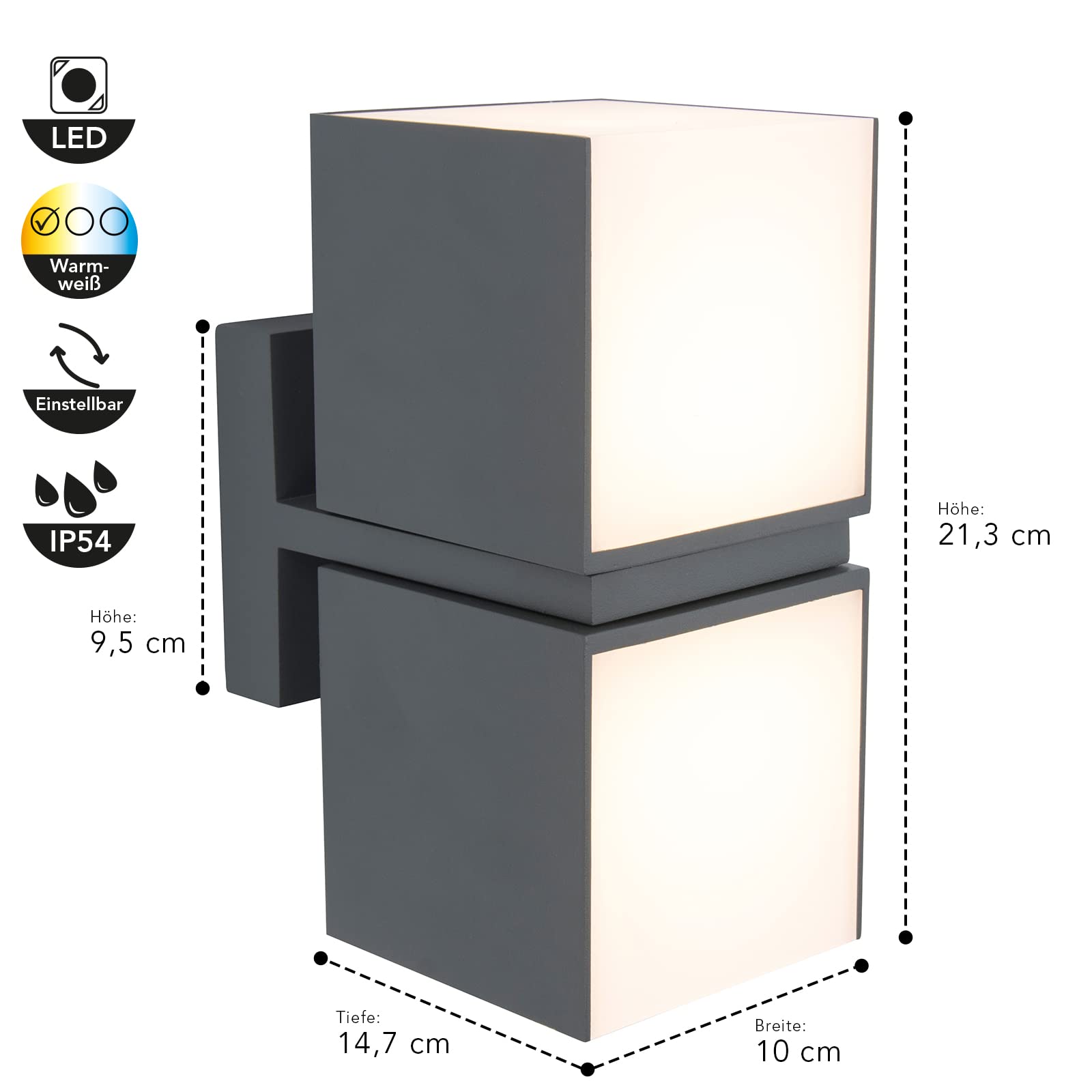Lutec Cuba Outdoor Wall Light – Rotatable Modern Garden Sconce