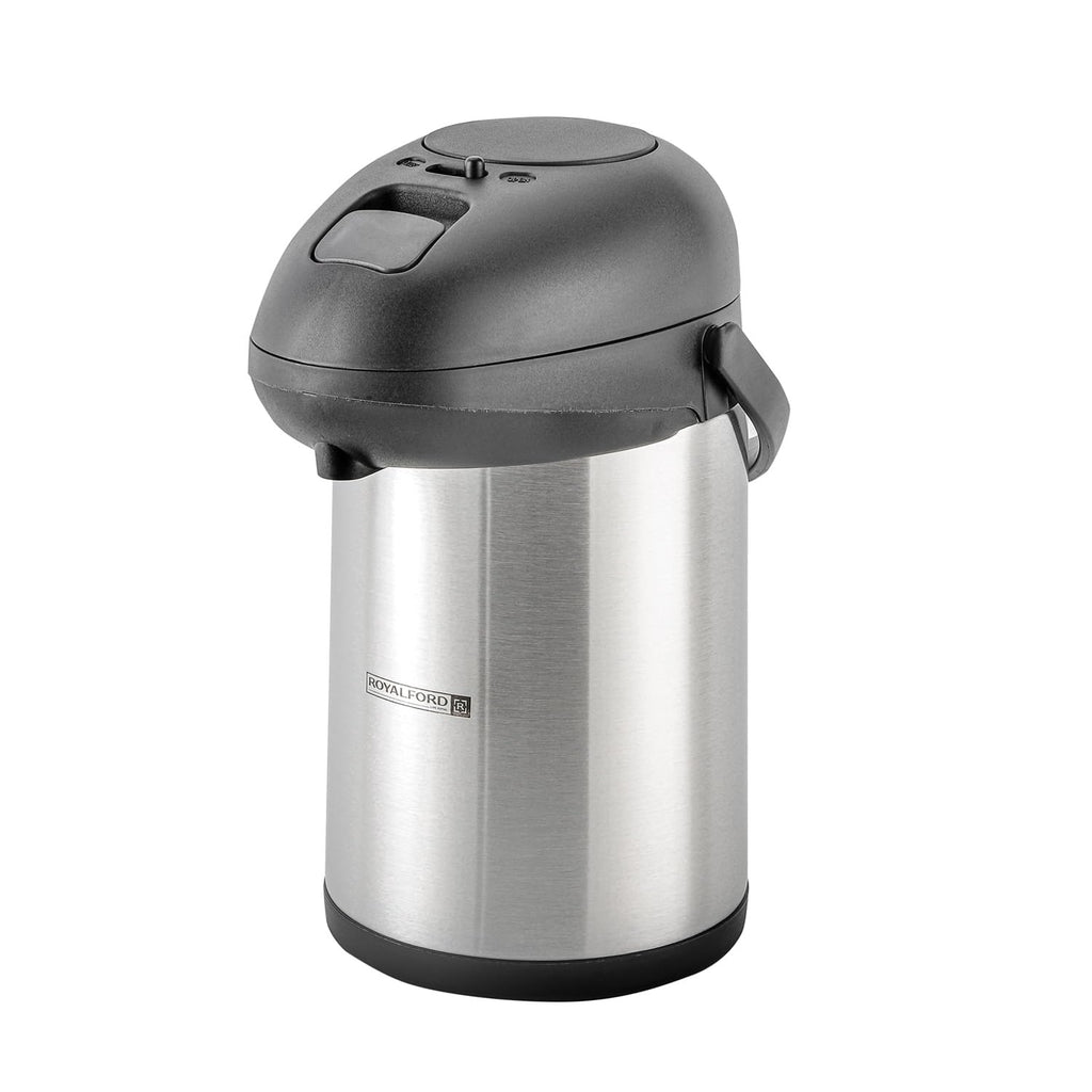 Royalford 5L Stainless Steel Airpot – Pump Action Vacuum Thermal Flask