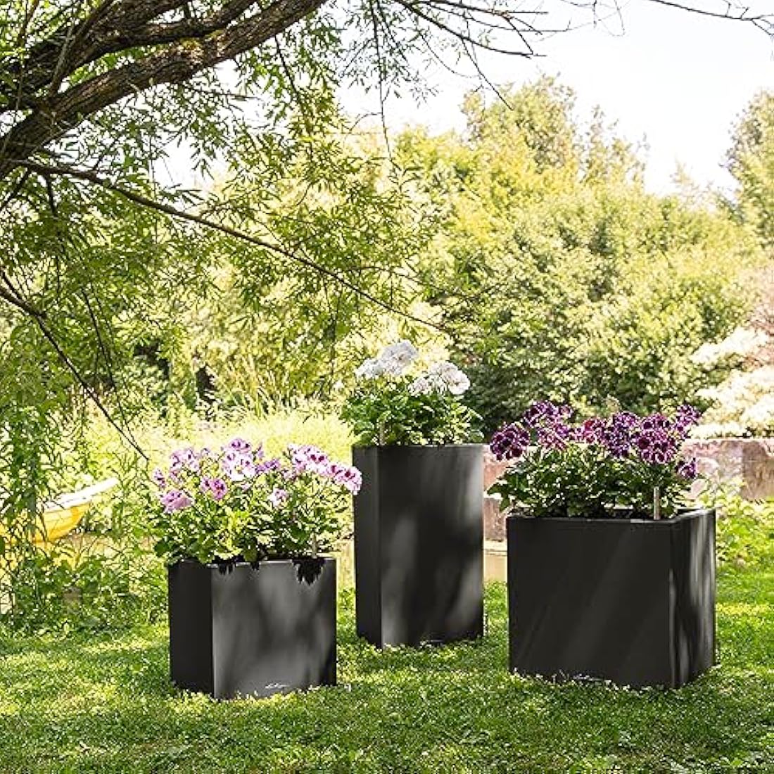 Lechuza CANTO Stone 40 High Self-Watering Planter | Graphite Black