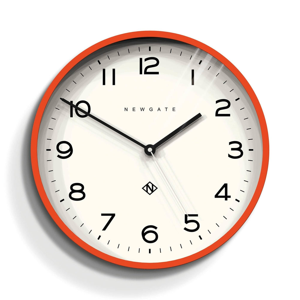 Newgate Echo Number Three Modern Wall Clock | Minimalist Orange 37cm