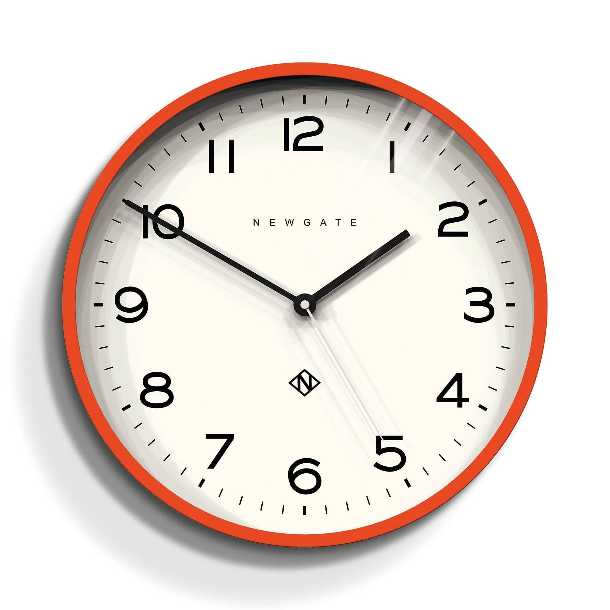 Newgate Echo Number Three Modern Wall Clock | Minimalist Orange 37cm