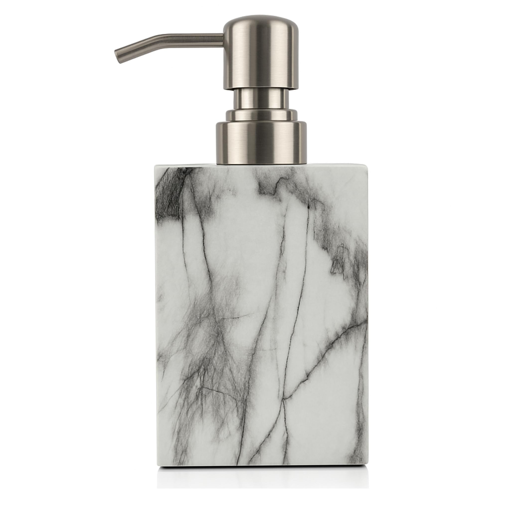 White Marble Soap Dispenser | 500ml Resin with Steel Pump