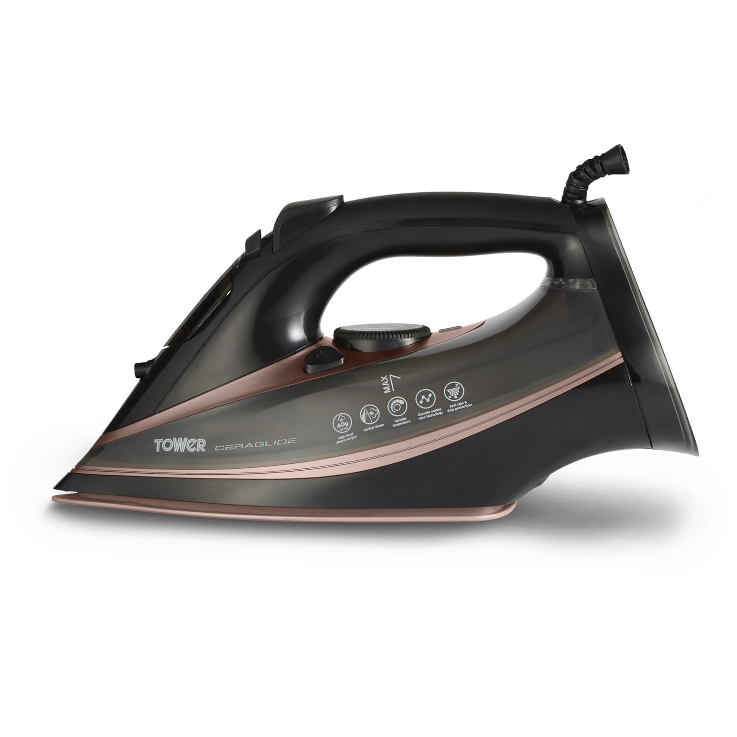 Tower T22013 CeraGlide Steam Iron | 3100W Ceramic Soleplate – Rose Gold