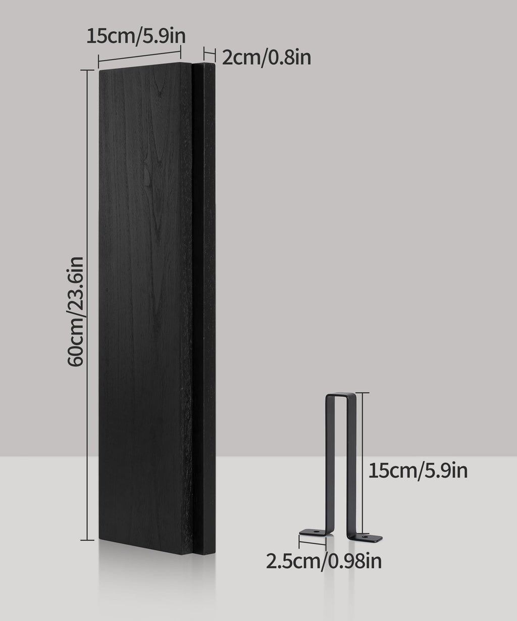 Gronda Black Floating Shelves – 60cm Paulownia Wood Wall Shelf, Set of 2