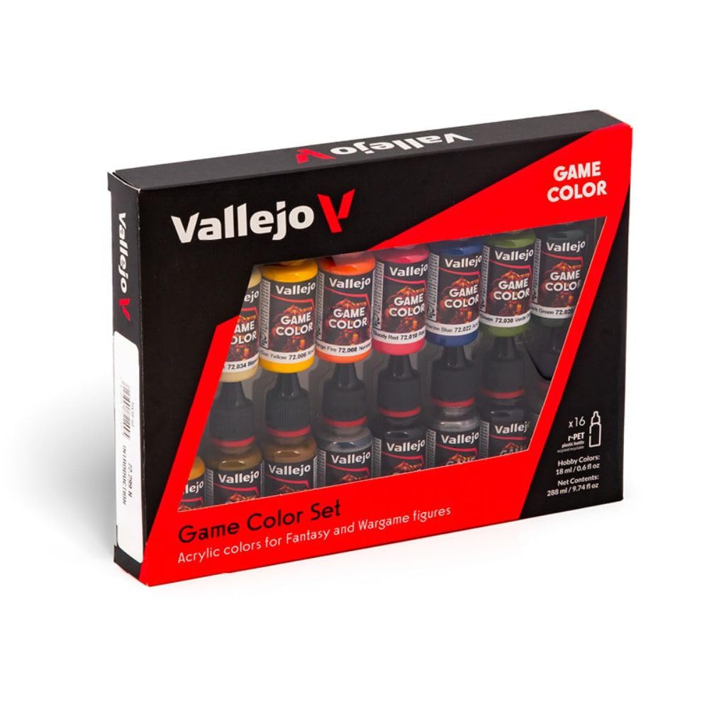 Vallejo Game Color Acrylic Paint Set - 16 Colors for Fantasy Miniatures