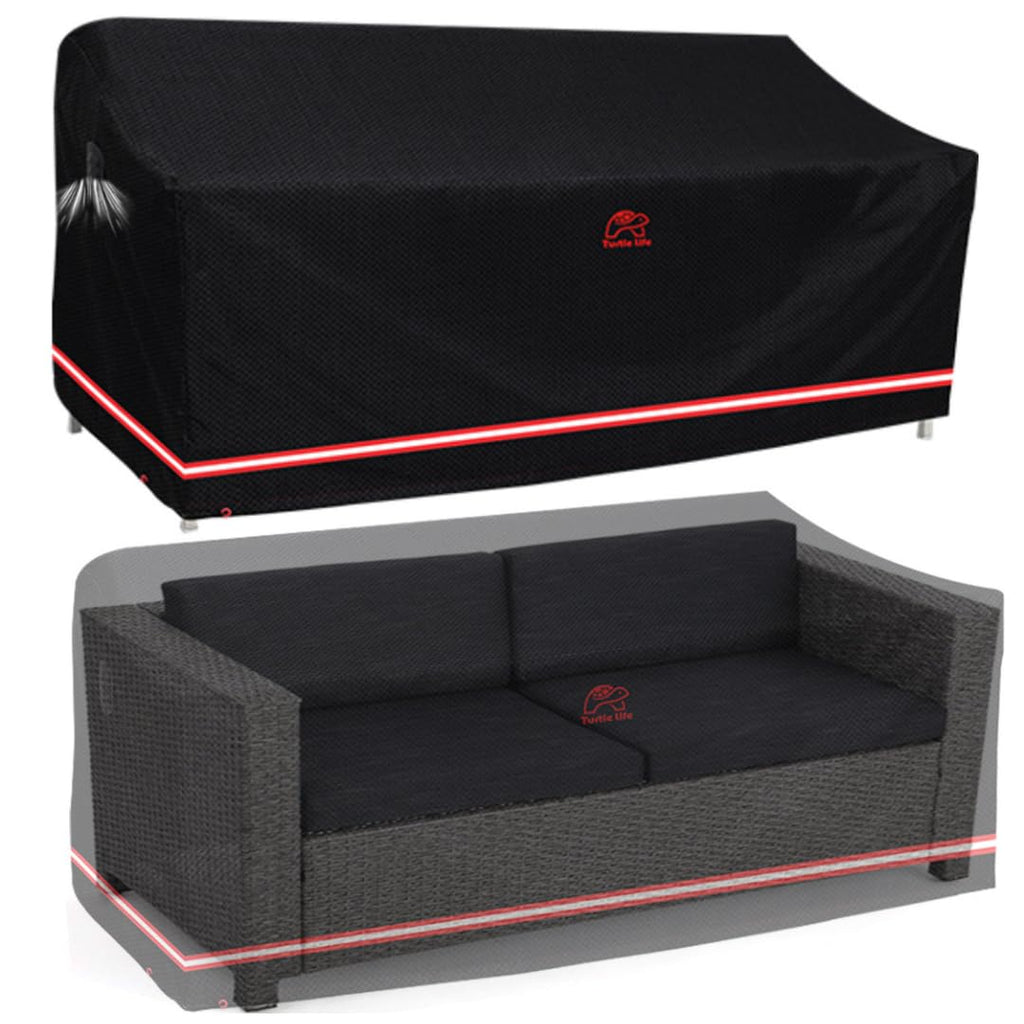 Turtle Life Heavy Duty Patio Sofa Cover – Waterproof UV Resistant Black