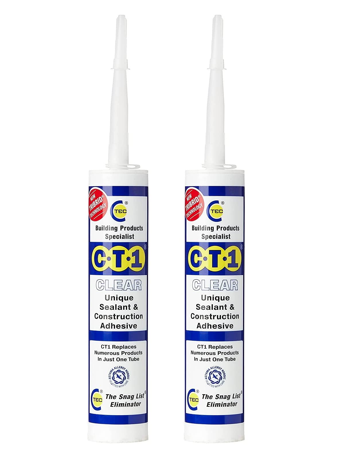 CT1 Clear TRIBRID Multi-Purpose Sealant & Adhesive - 290ml Twin Pack