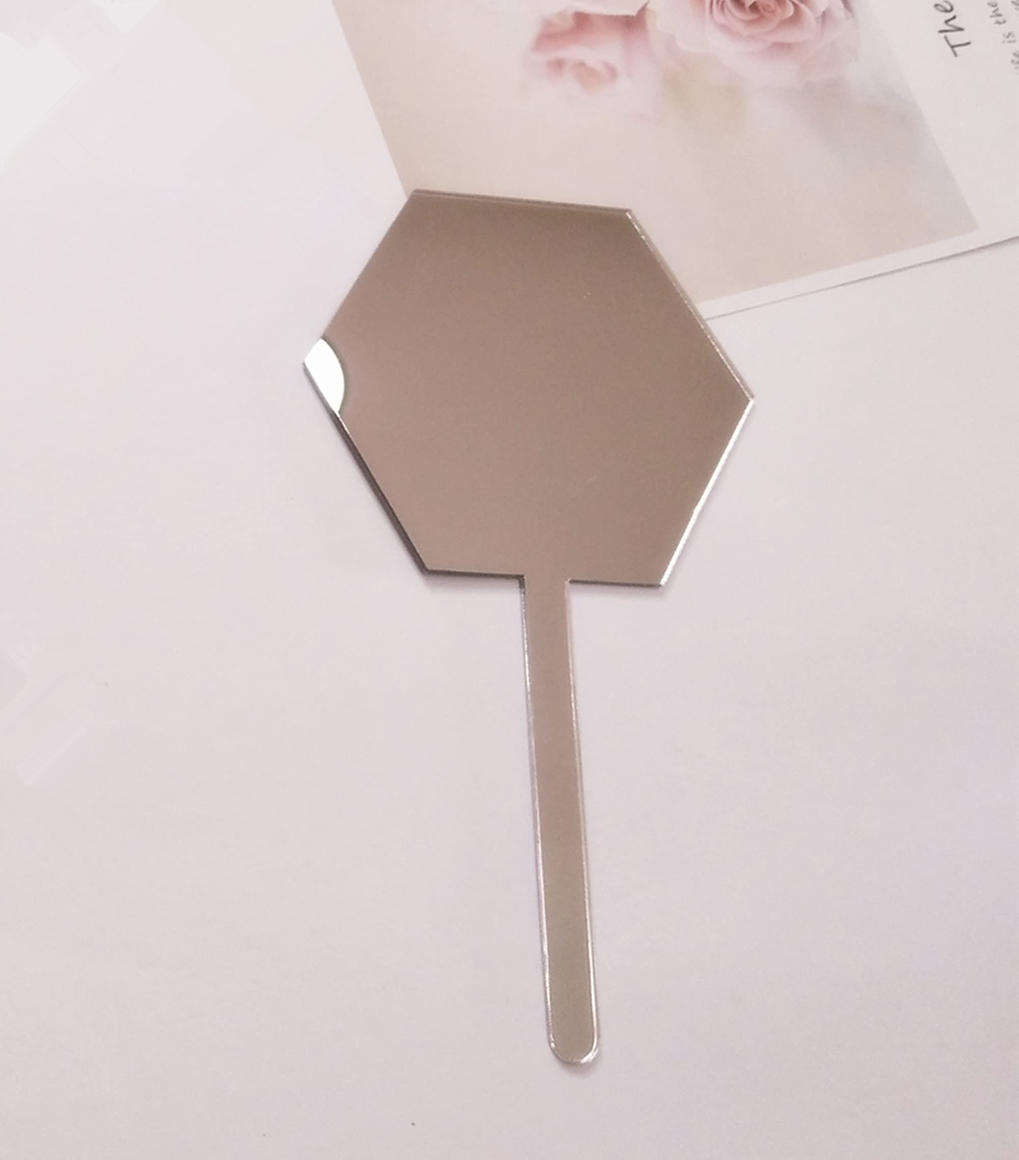 12PCS Hexagon Acrylic Cake Toppers – Silver Mirror DIY Blanks