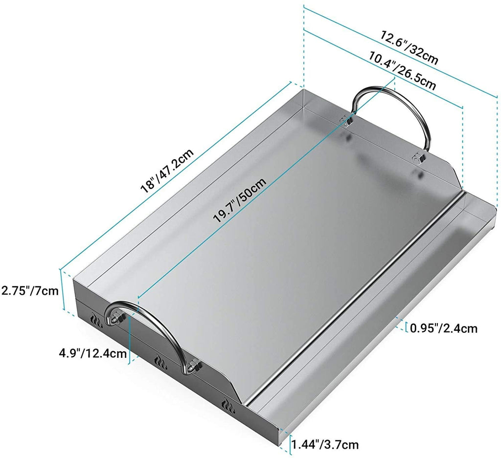 Onlyfire Stainless Steel Rectangle BBQ Griddle Plancha for Gas Grills