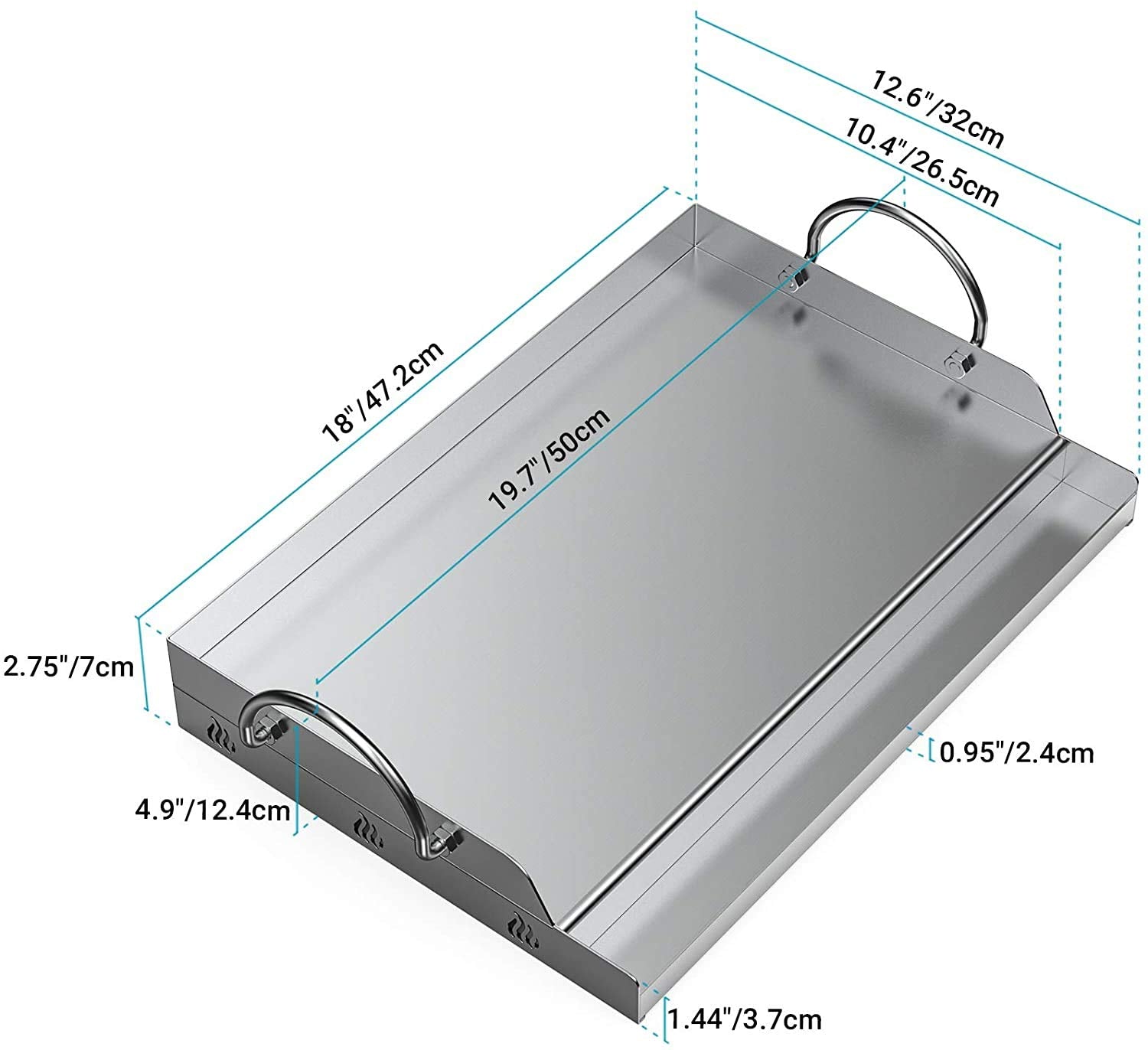 Onlyfire Stainless Steel Rectangle BBQ Griddle Plancha for Gas Grills