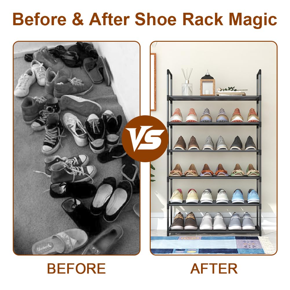 NIAWECAN 6 Tier Shoe Rack, Metal Shoe Organiser, Slim Shoe Racks Storage - image 5
