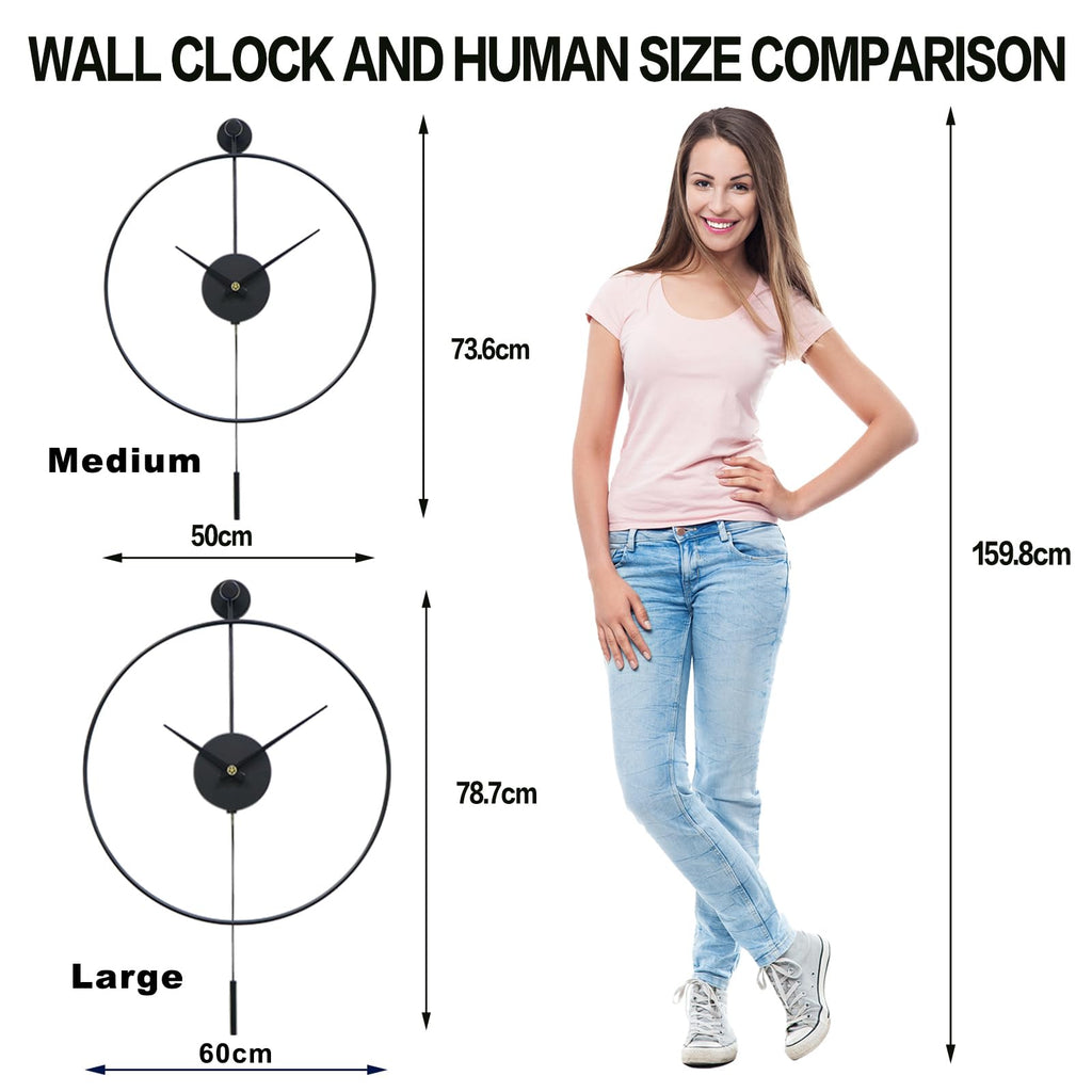 Jolof Store Large Metal Wall Clock – Modern Silent Pendulum Decor, 24in