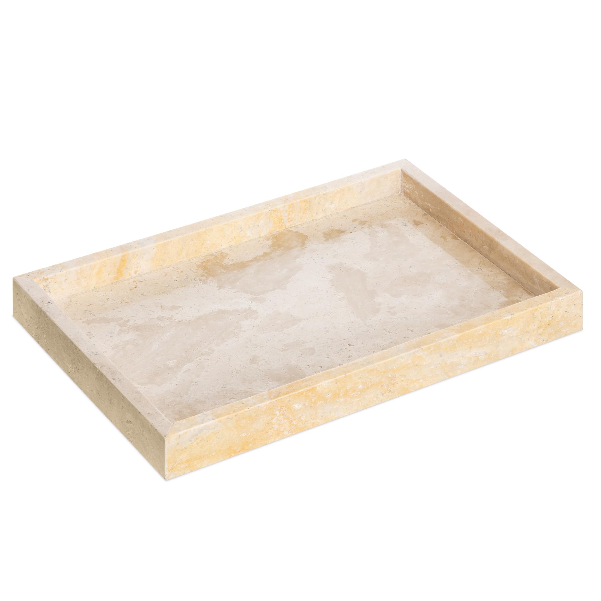 Navaris Travertine Decorative Tray – Beige Natural Stone Vanity Organiser