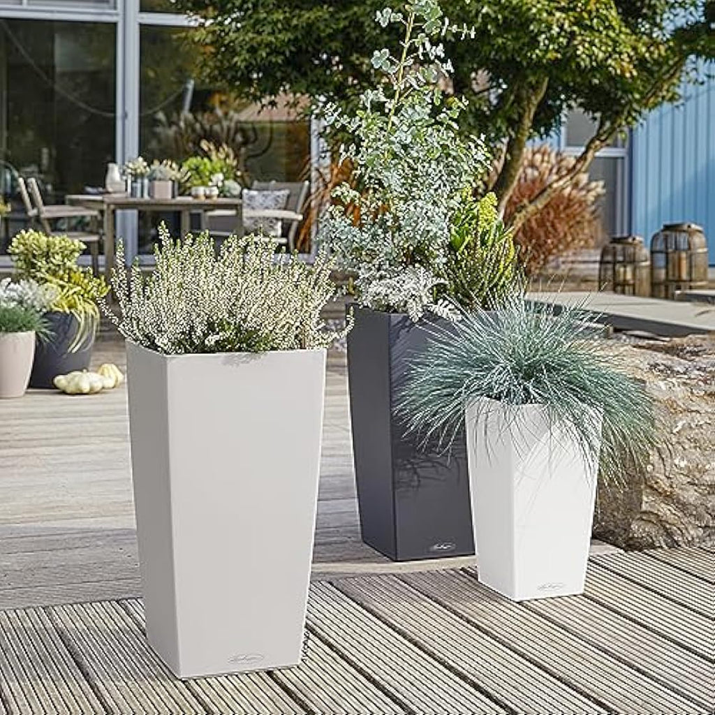 Lechuza CUBICO Color 40 Self-Watering Planter | Sand Brown Poly-Resin