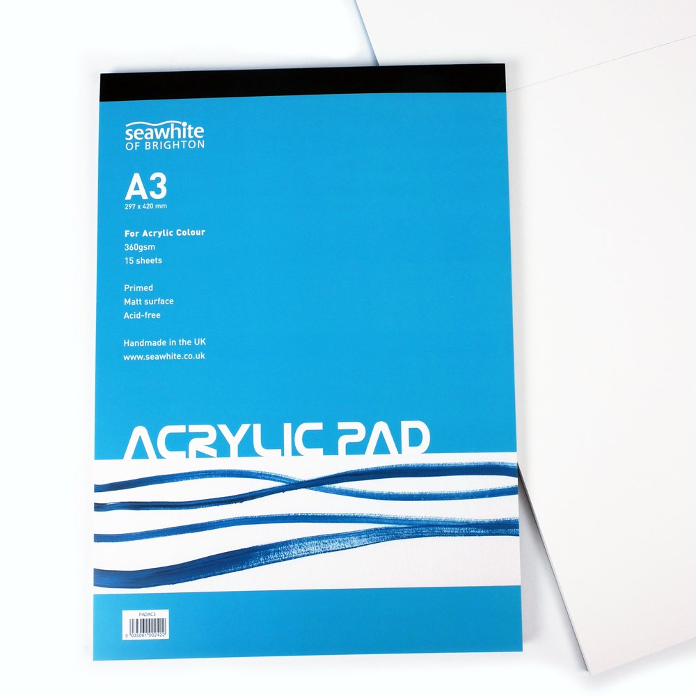 Seawhite A3 Acrylic Painting Paper Pad – 360gsm Primed 15 Sheets