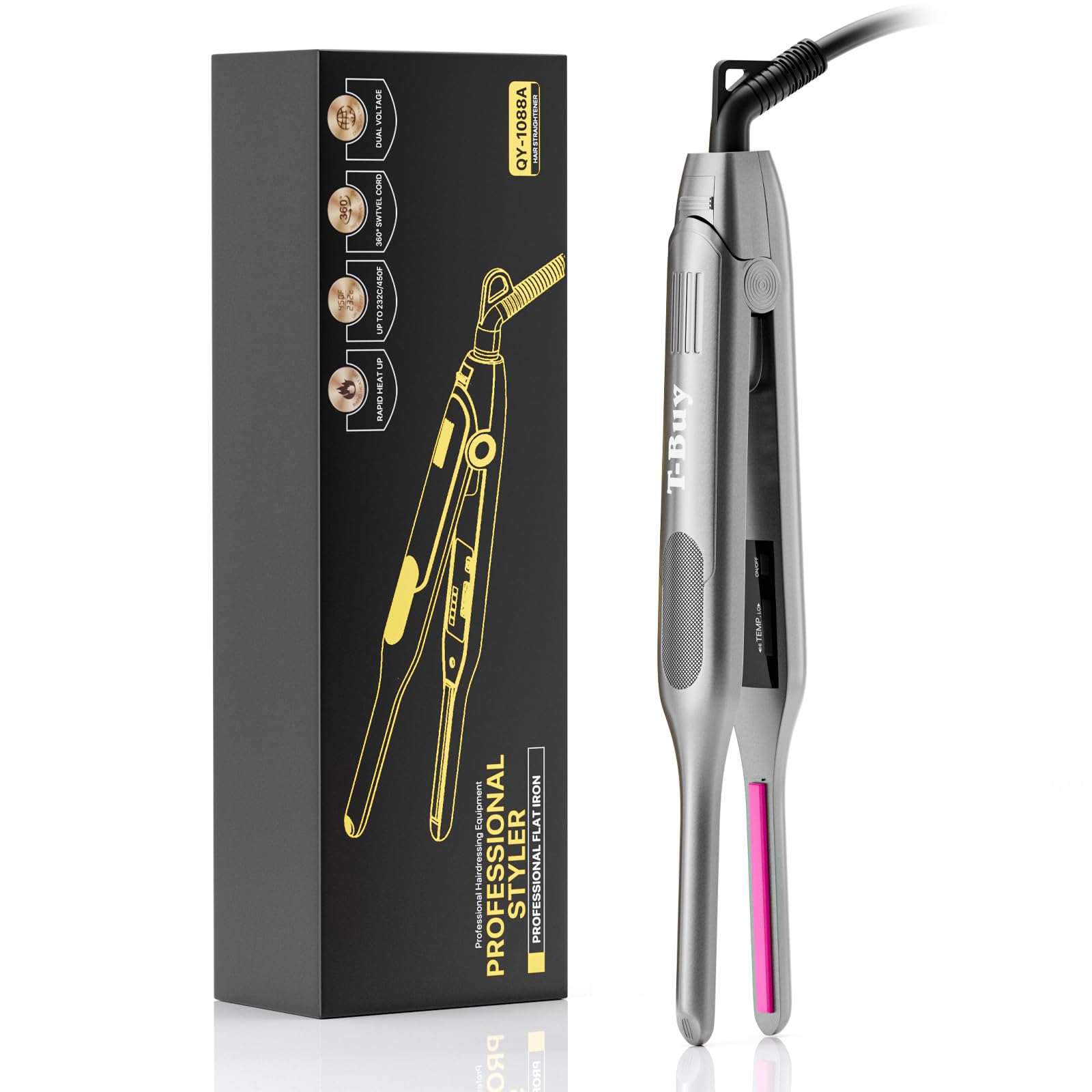 Jolof Store Pencil Flat Iron | 2-in-1 Mini Hair Straightener for Short Hair