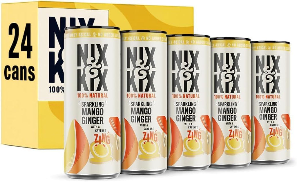 Jolof Store Mango & Ginger Sparkling Drink - Natural & Low Calorie - 24 Pack