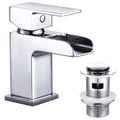 Funime Waterfall Basin Mixer Tap | Modern Square Sink Faucet with Waste