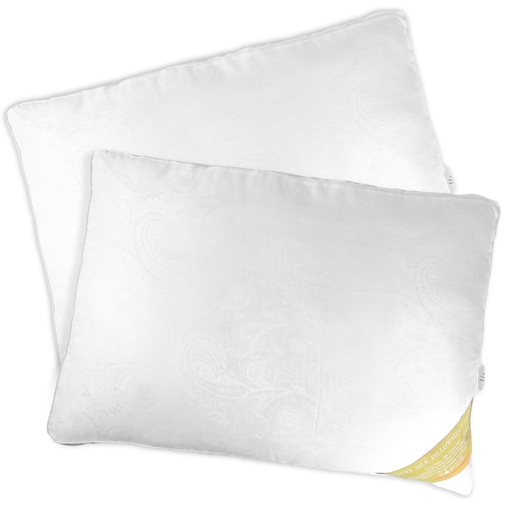 LuxBedCo Mulberry Silk Pillows 2 Pack – Soft Hotel Bedding Set
