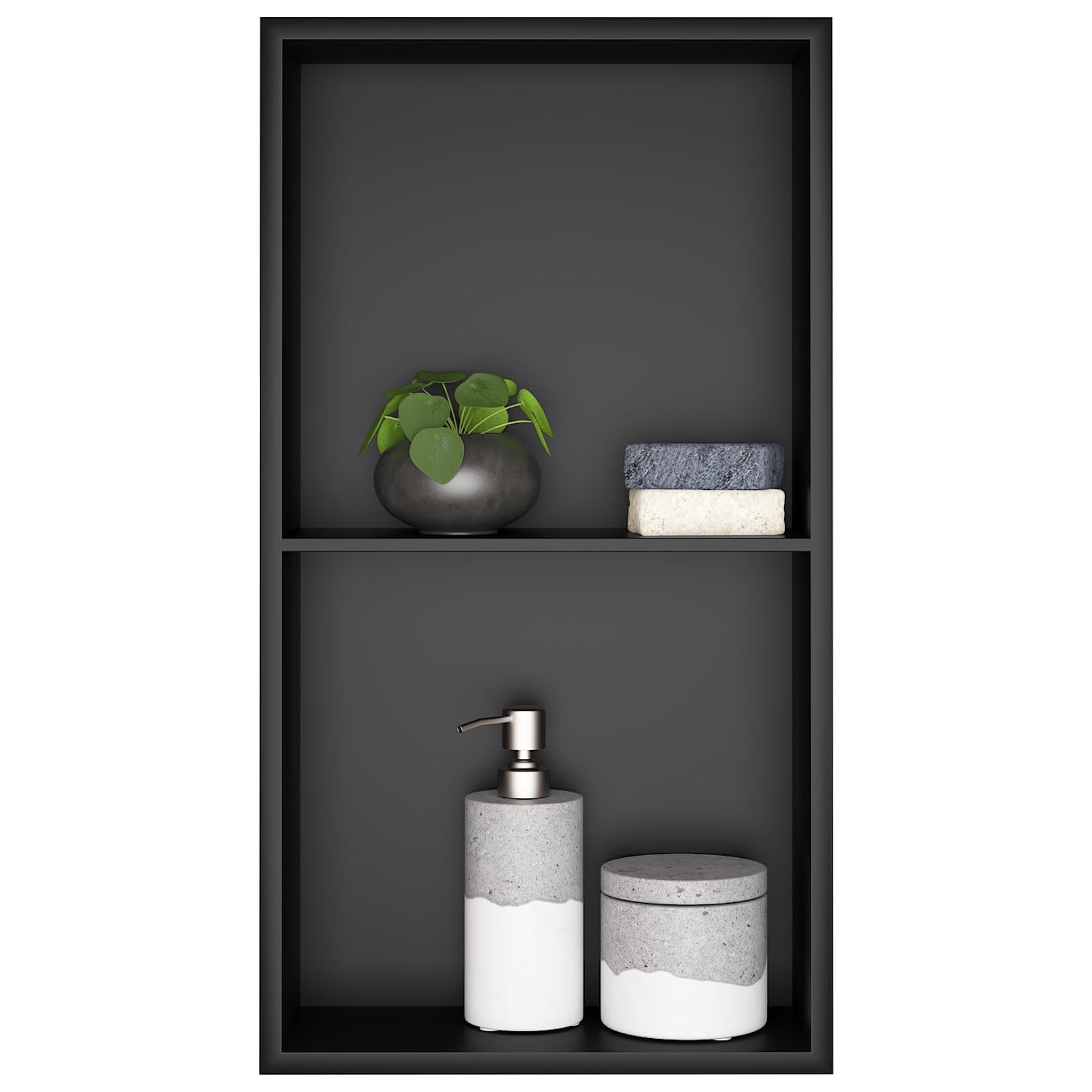 Sunrik Black Stainless Steel Shower Niche - 30x60cm Recessed Shelf