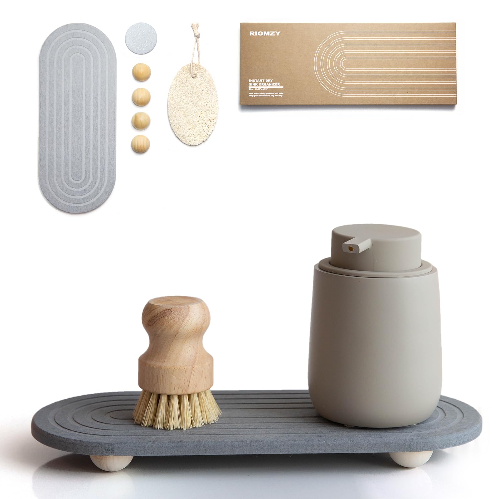 RIOMZY Instant Dry Sink Caddy – Diatomite Water Absorbing Stone Tray