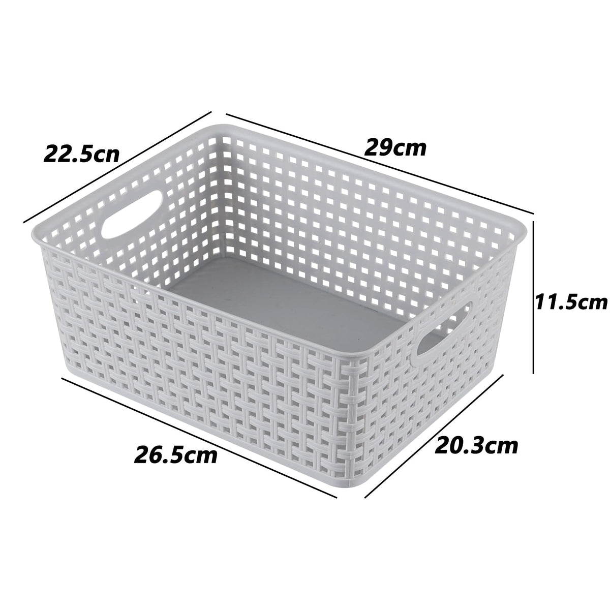 Yuright 4 Pack Plastic Woven Storage Baskets for Desktop Shelf, Light Gray - image 2
