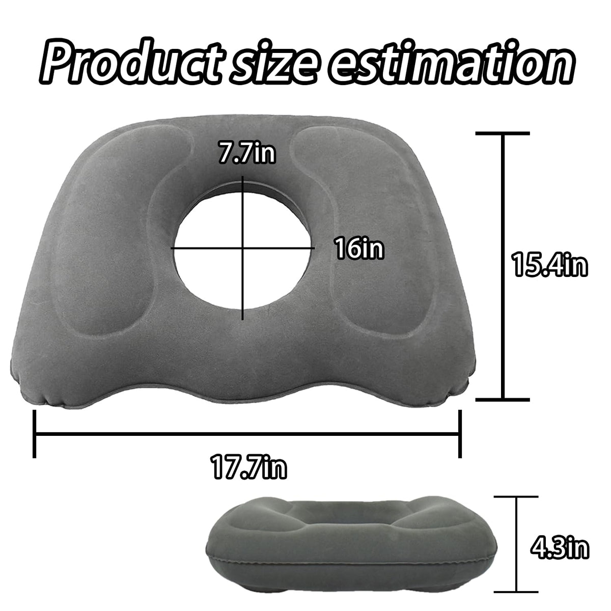 ORARTMM Hemorrhoid Seat Cushion, Grey, Inflatable Seat Ring with Coccyx Relief, Orthopaedic Cushion for Surgical Recovery, Sciatica - image 2
