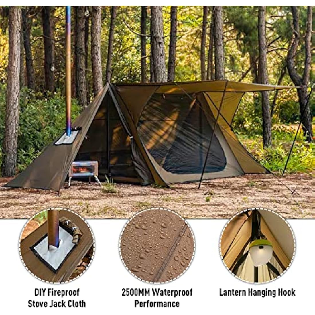 POMOLY STOVEHUT 70 3.0 Hot Tent – 1-2 Person Waterproof Bushcraft Shelter