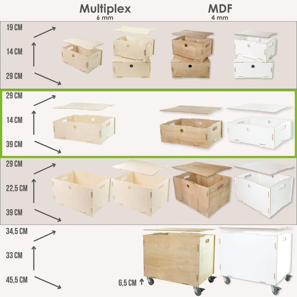 clipfritz - Wooden Storage Box with Lid 39 x 29 x 14 cm - Rustic Birch - Stackable, Portable, Organiser Box for Children's Room - image 2