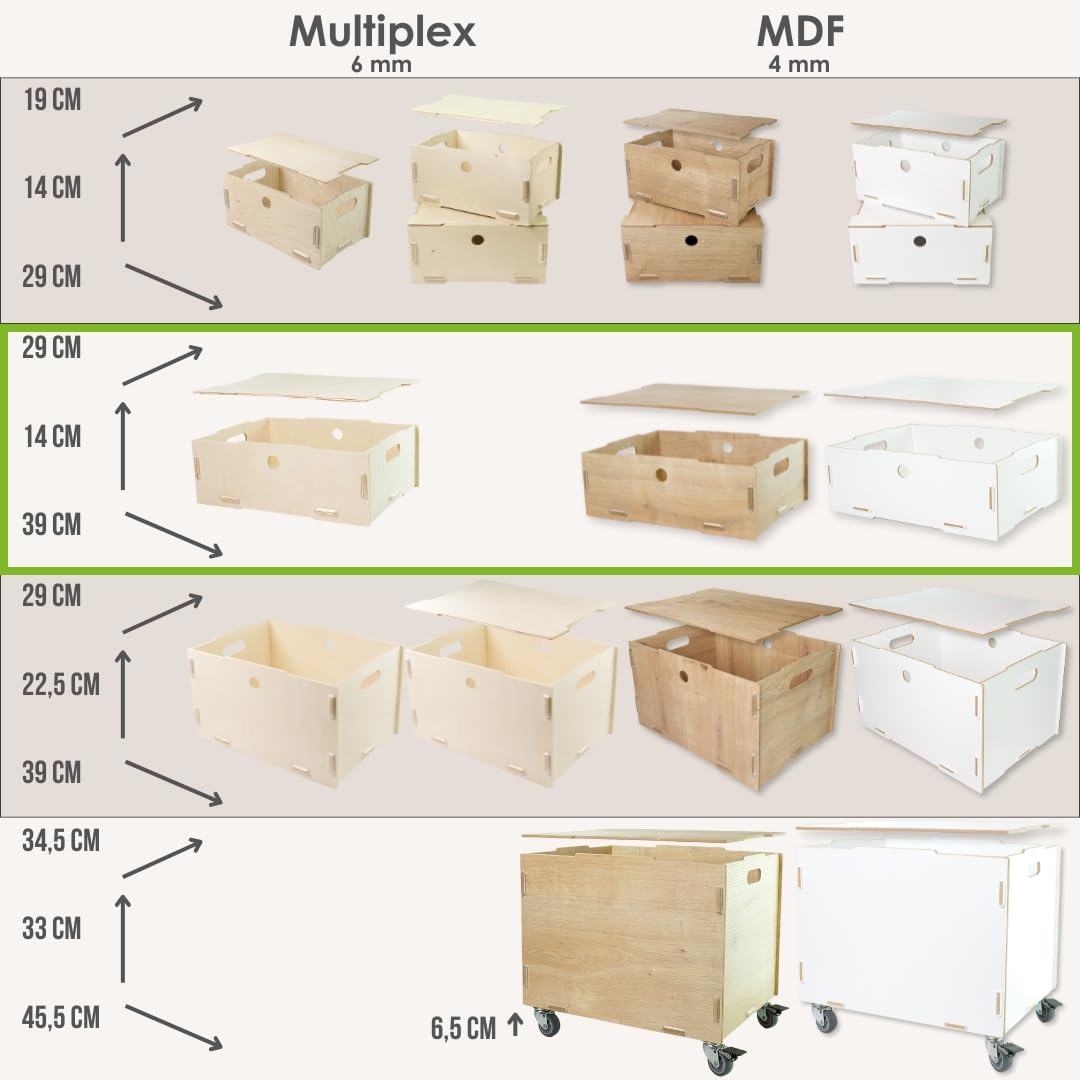 clipfritz - Wooden Storage Box with Lid 39 x 29 x 14 cm - Rustic Birch - Stackable, Portable, Organiser Box for Children's Room - image 2